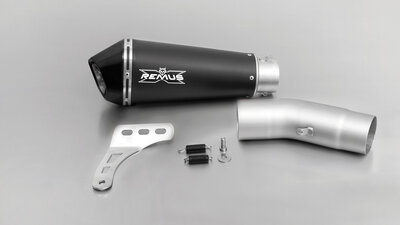 REMUS HYPERCONE, slip on, muffler with connecting tube incl. Euro 4 cat for DUCATI Monster 1200 R and Monster 1200 / 1200 S, stainless steel black, 65 mm, incl. EC homologation